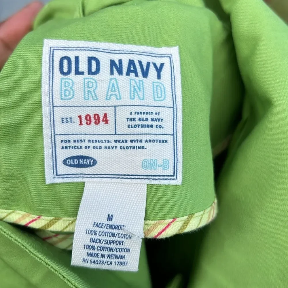 Old Navy Lime Green Button Down Trench Coat Size Medium